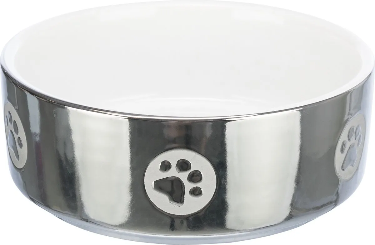 Trixie Keramieken Voerbak Zilver/Wit