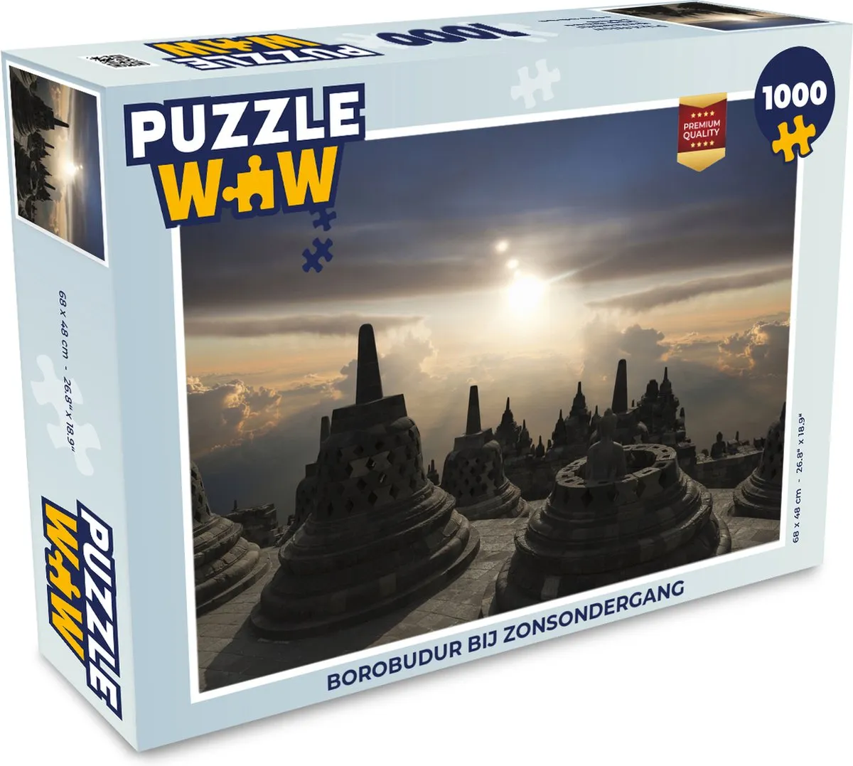 PuzzleWow Legpuzzel Borobudur bij Zonsondergang 1000 Stuks