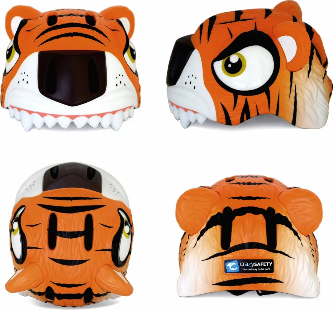 Crazy Safety Tiger Kinderfietshelm Oranje - afbeelding 2 van 6