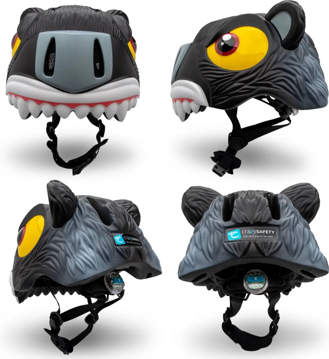 Crazy Safety Panther Kinderfietshelm CS190102_1001 - Zwart - afbeelding 3 van 6