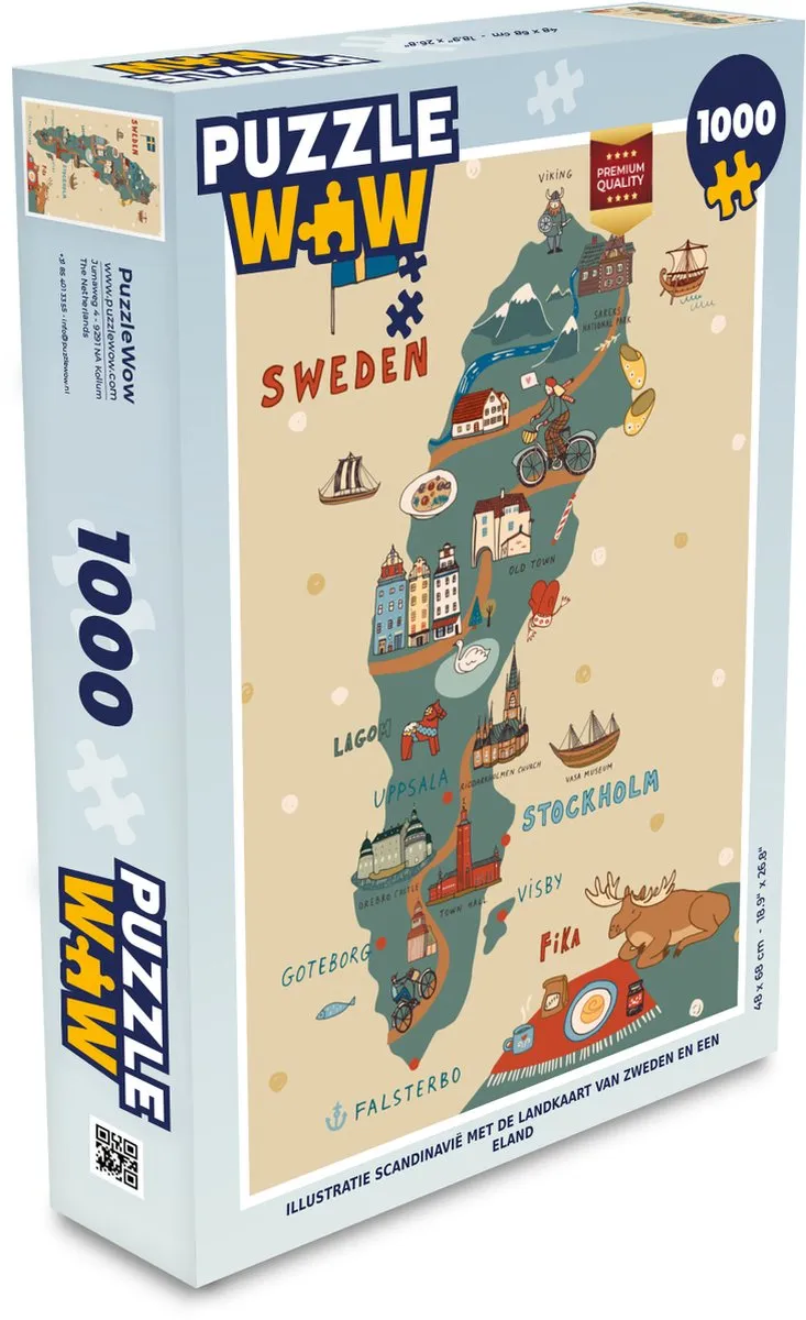 PuzzleWow Scandinavië Legpuzzel 1000 Stuks