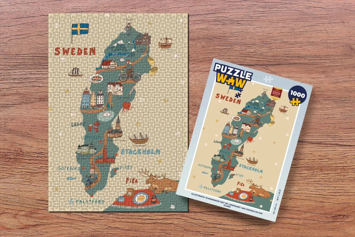 PuzzleWow Scandinavië Legpuzzel 1000 Stuks - Multicolor