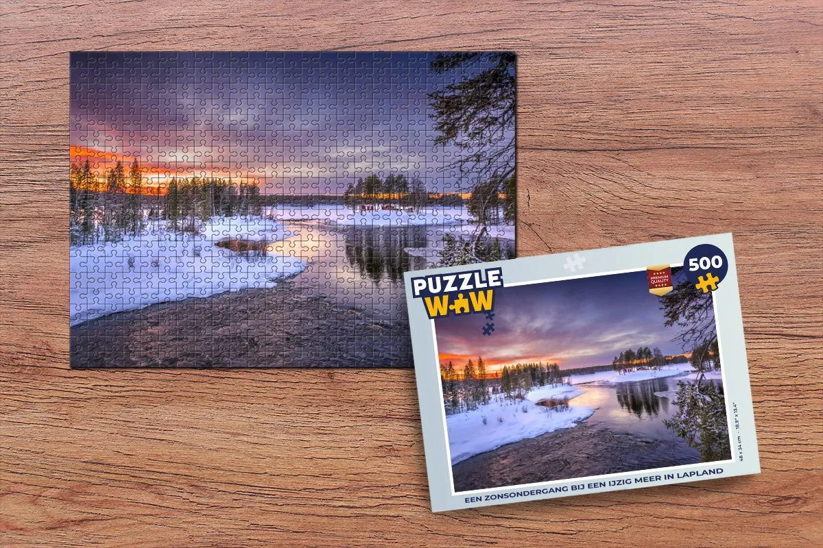 PuzzleWow Legpuzzel Lapland Zonsondergang 500 Stuks - Multicolor