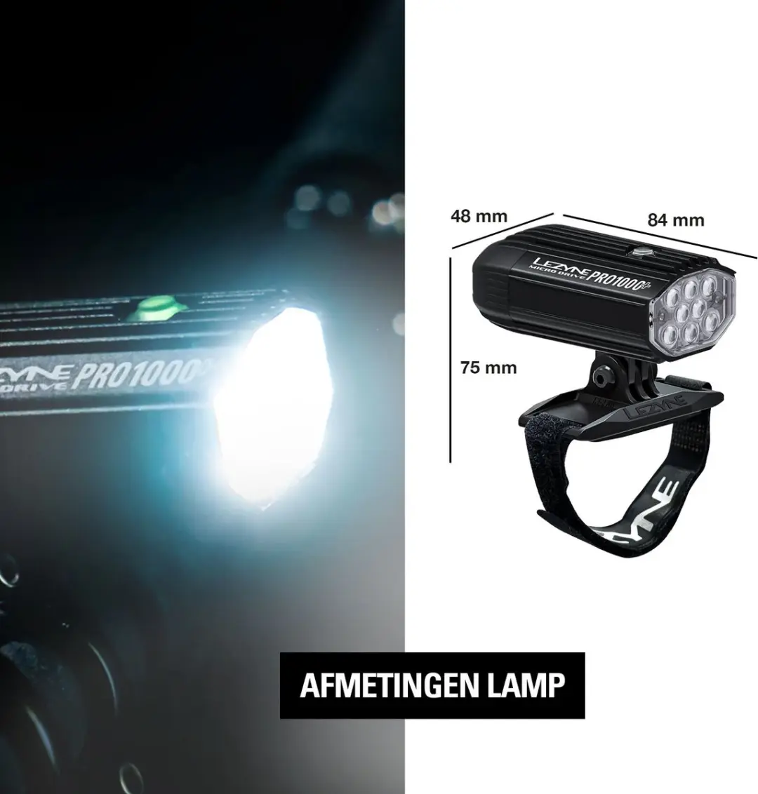Lezyne Helmet Micro Drive Pro 1000+ voorlicht - Zwart - afbeelding 3 van 6