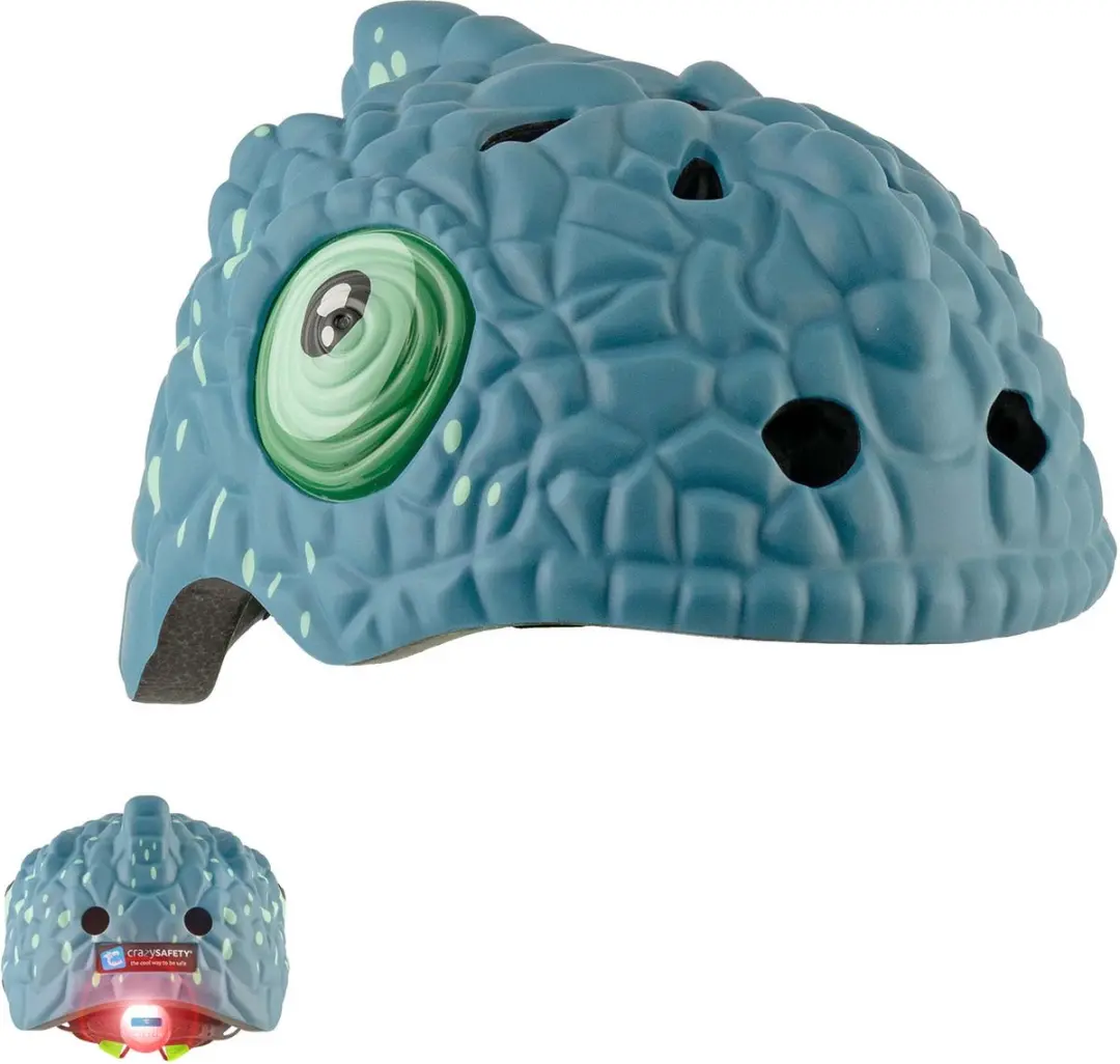 Crazy Safety Chameleon Kinderfietshelm - Blauwe Kameleon - afbeelding 5 van 6