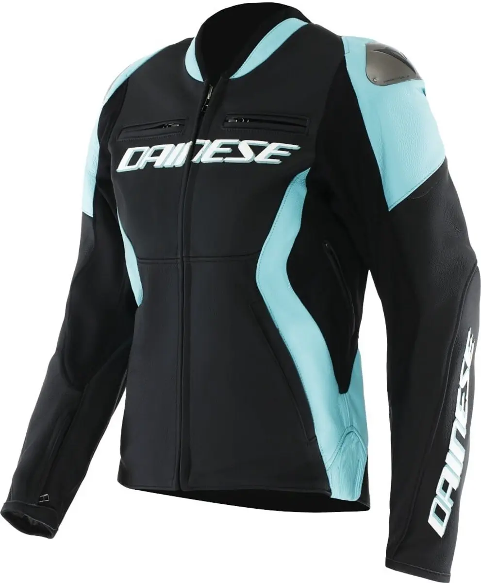 Dainese Racing 5 Ladies Black Light Blue Leather Motorcycle Jacket