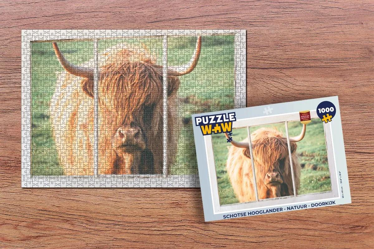 PuzzleWow Schotse Hooglander Legpuzzel 1000 Stuks - Multicolor