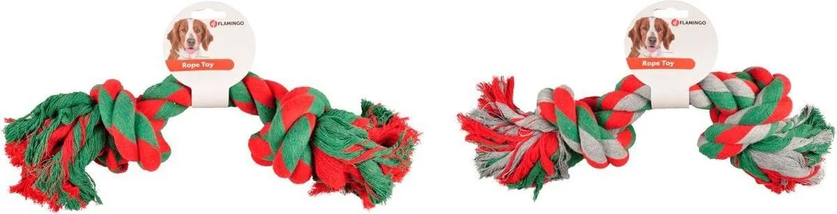 Flamingo Jim Knoopbot Hondenspeelgoed 43cm - Rood/Groen - afbeelding 5 van 6