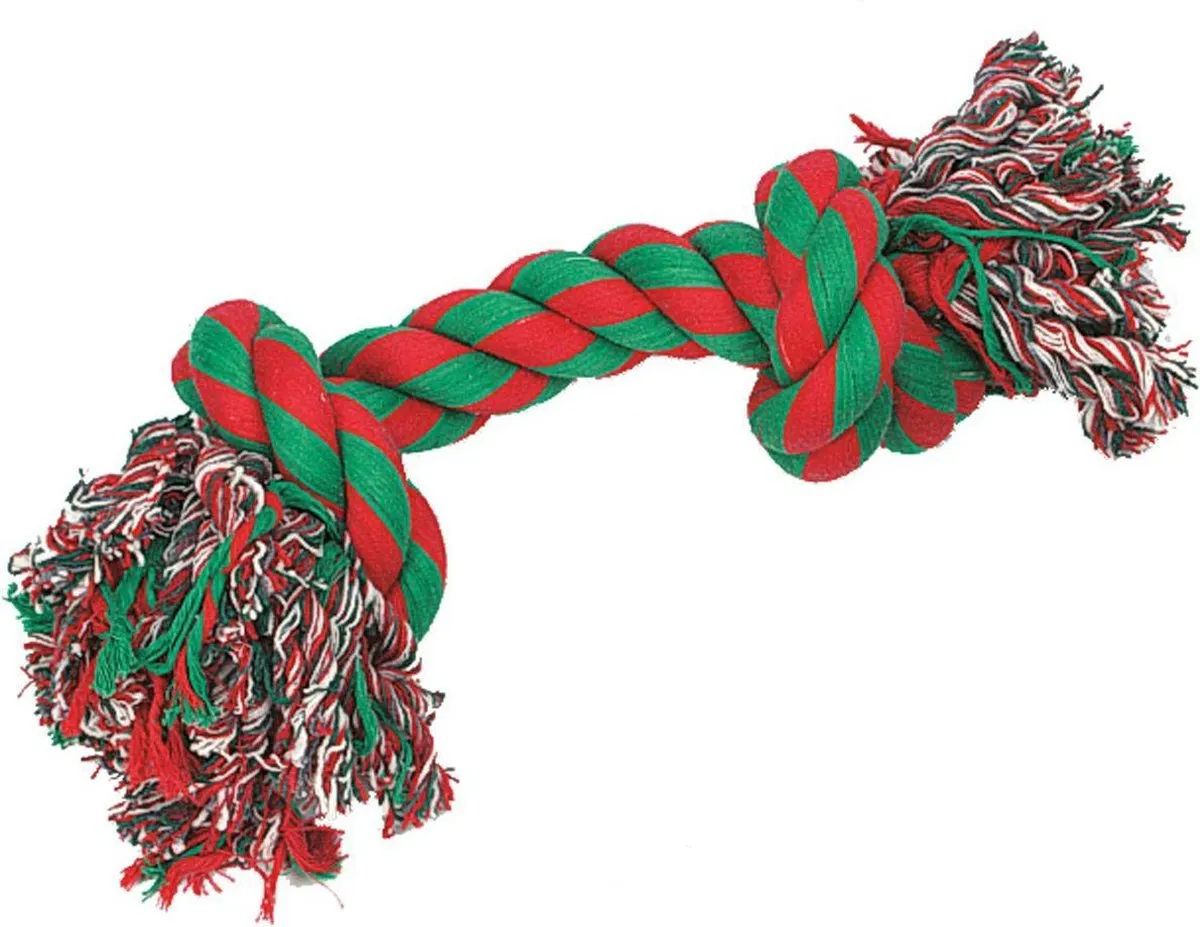 Flamingo Jim Knoopbot Hondenspeelgoed 43cm - Rood/Groen - afbeelding 6 van 6