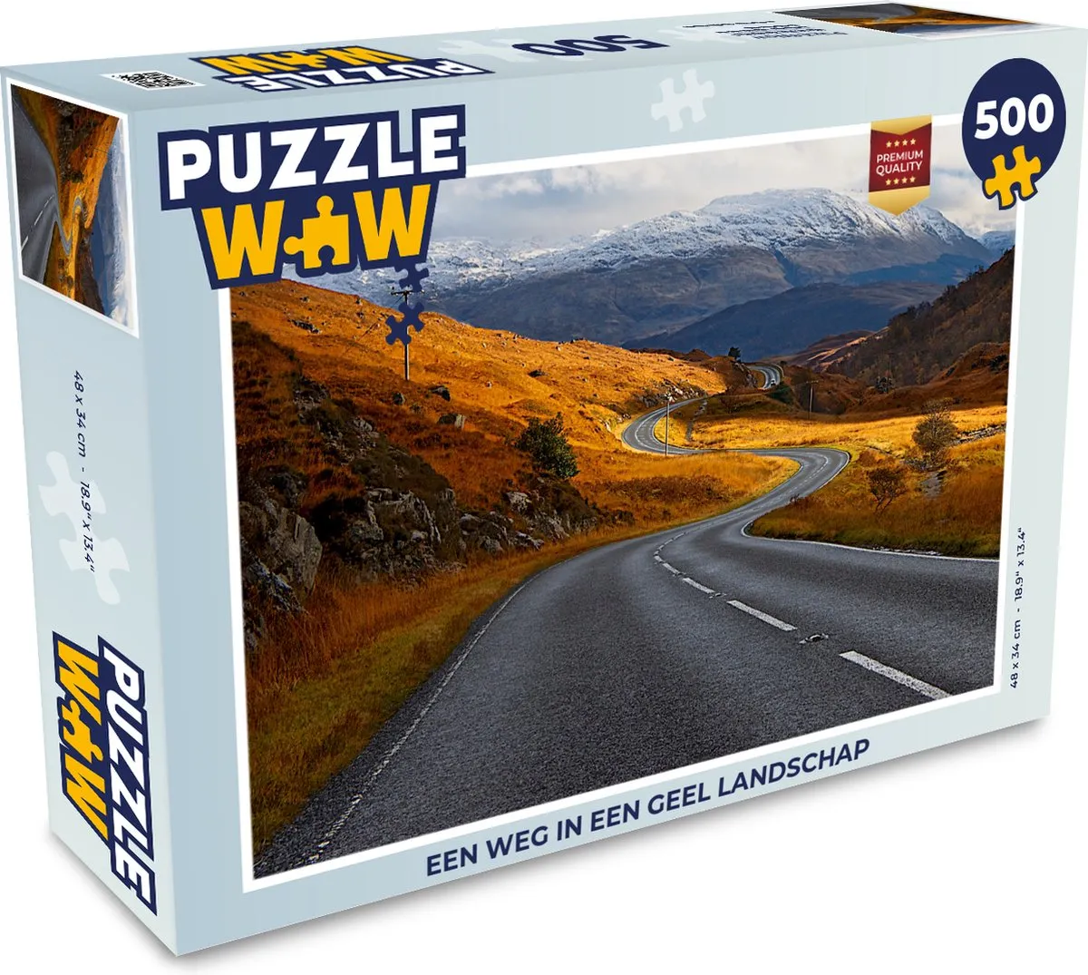 PuzzleWow Legpuzzel Een Weg in een Geel Landschap 500 Stuks