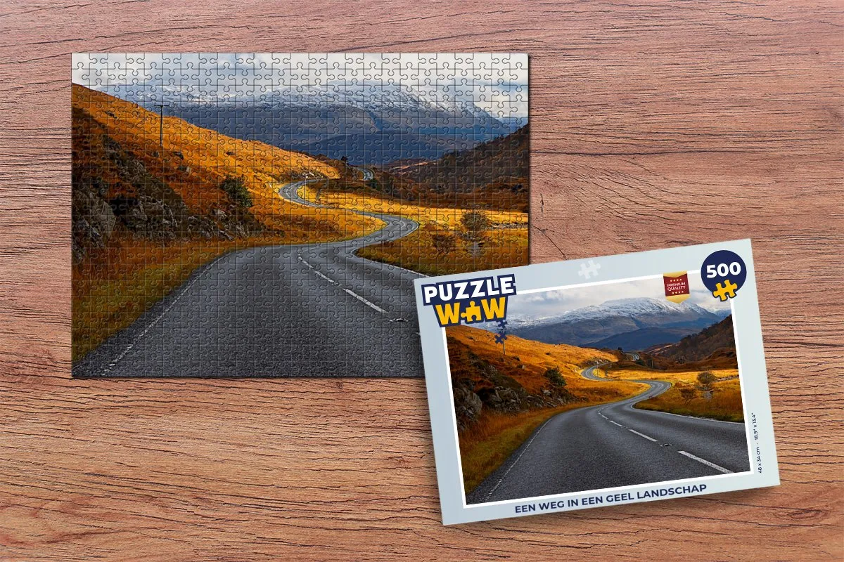 PuzzleWow Legpuzzel Een Weg in een Geel Landschap 500 Stuks - Multicolor