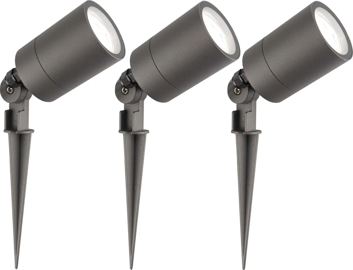 LEDVION 3x LED Prikspots Antraciet IP65 5W 6500K