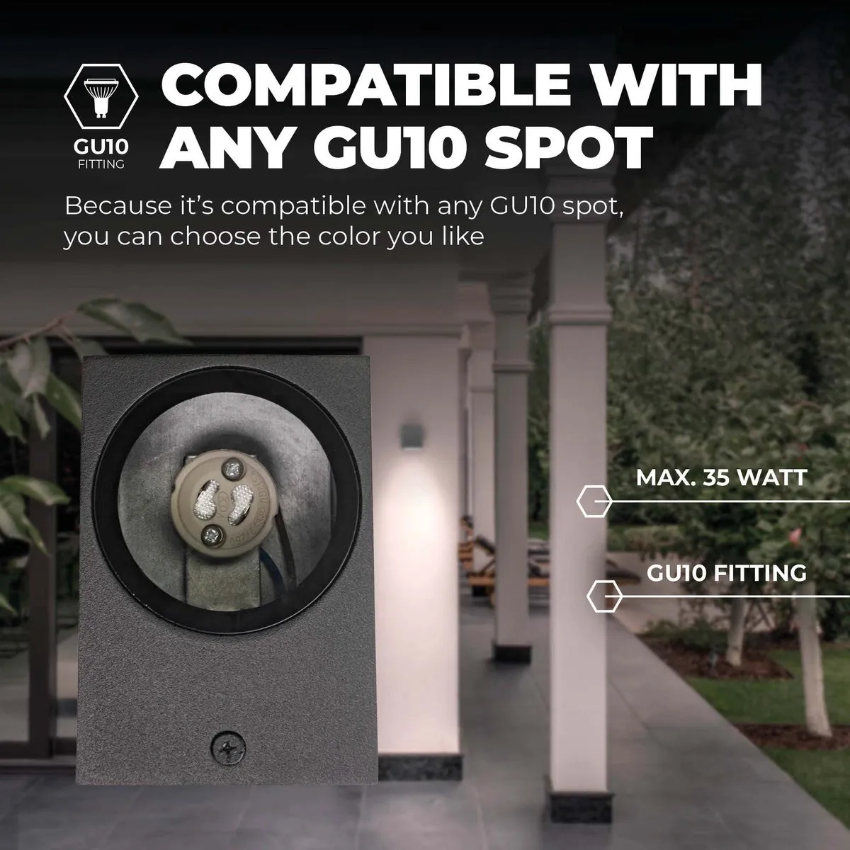 LEDVION Antraciet Wandlamp GU10 IP54 - 2x 0,5W
