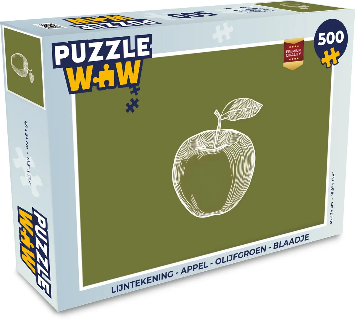 PuzzleWow Lijntekening Appel Legpuzzel 500 Stuks