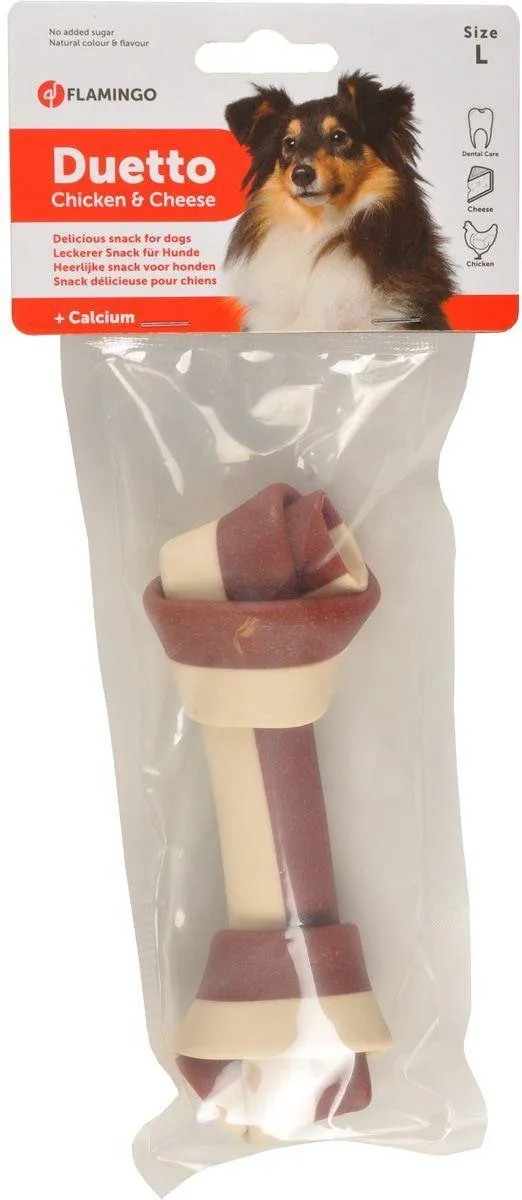 Flamingo Duetto Hondensnack Kip & Kaas Large 108g
