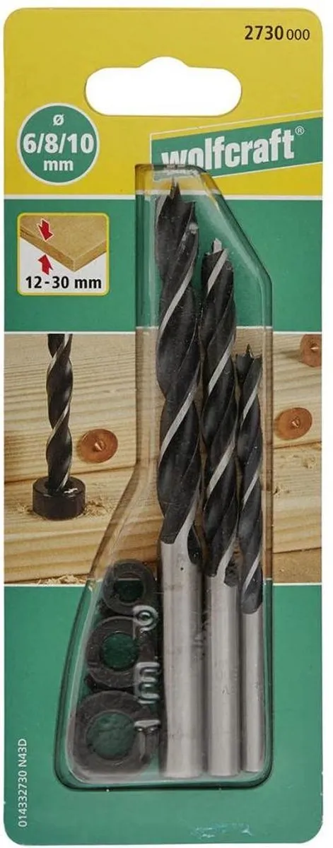 Wolfcraft Houtborenset Deuvelboren Ø6/8/10mm - 3 Stuks