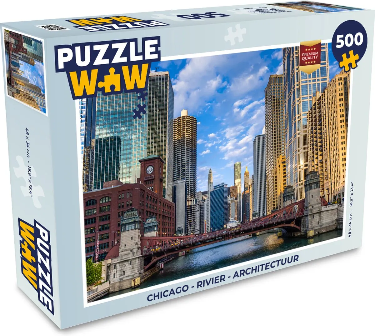 PuzzleWow Chicago Rivier Architectuur Legpuzzel 500 Stuks