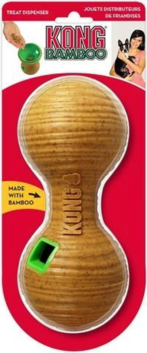 KONG Bamboo Feeder Dumbbell Voerbal 20,5x8,5x8,5cm - Bruin - afbeelding 6 van 6