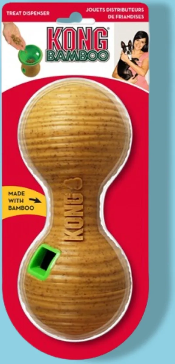 KONG Bamboo Feeder Dumbbell Voerbal 20,5x8,5x8,5cm - Bruin - afbeelding 3 van 6