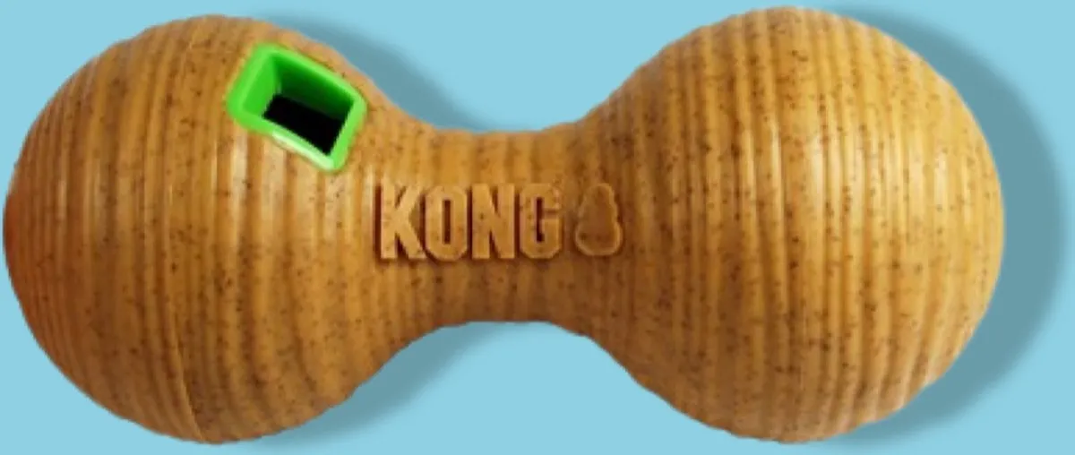 KONG Bamboo Feeder Dumbbell Voerbal 20,5x8,5x8,5cm - Bruin - afbeelding 4 van 6