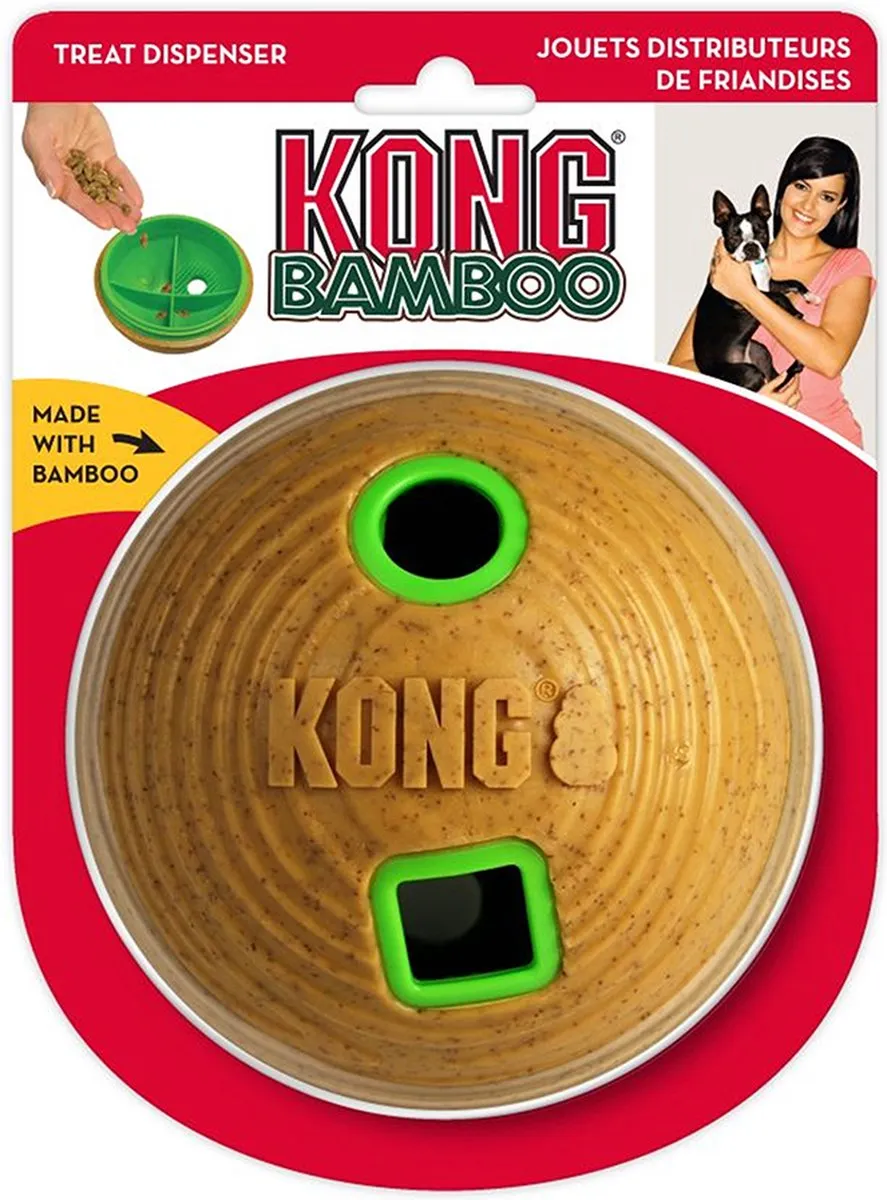 KONG Bamboo Feeder Dumbbell Voerbal 20,5x8,5x8,5cm - Bruin - afbeelding 5 van 6