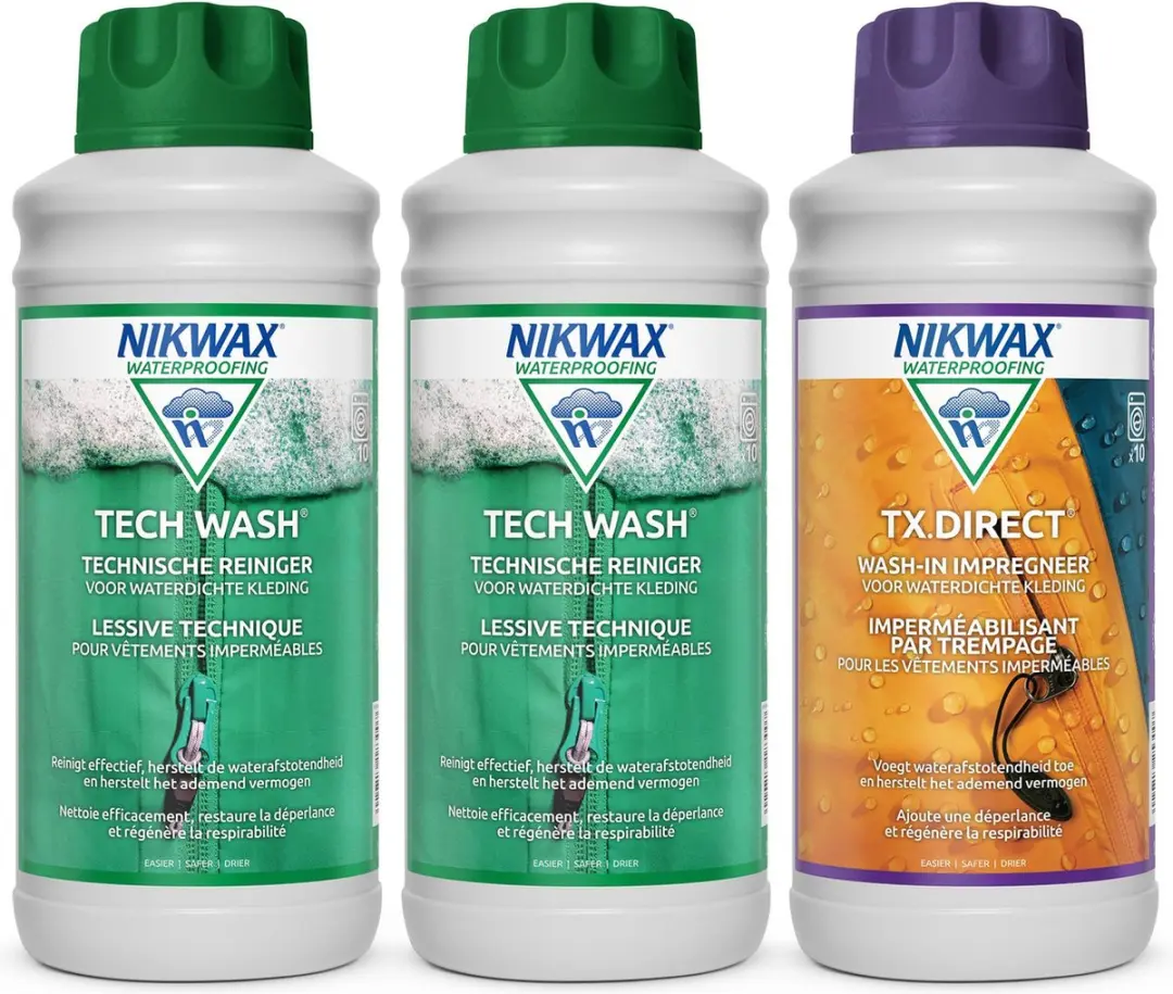 Nikwax "Voordeelpakket" 2 x Tech Wash 1L & 1x TX.Direct 1L