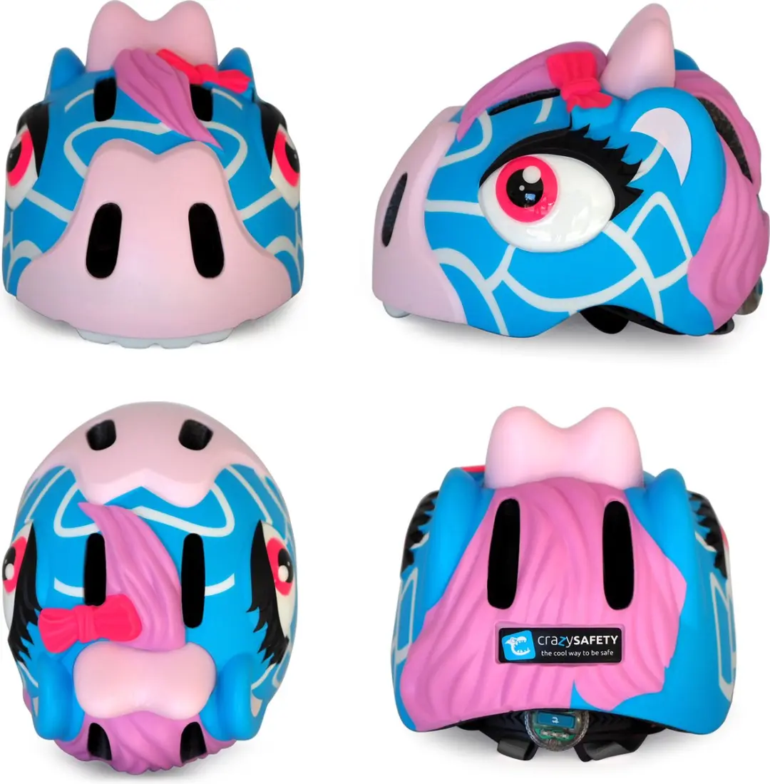 Crazy Safety Giraffe Kinderfietshelm - Blauw - afbeelding 3 van 6