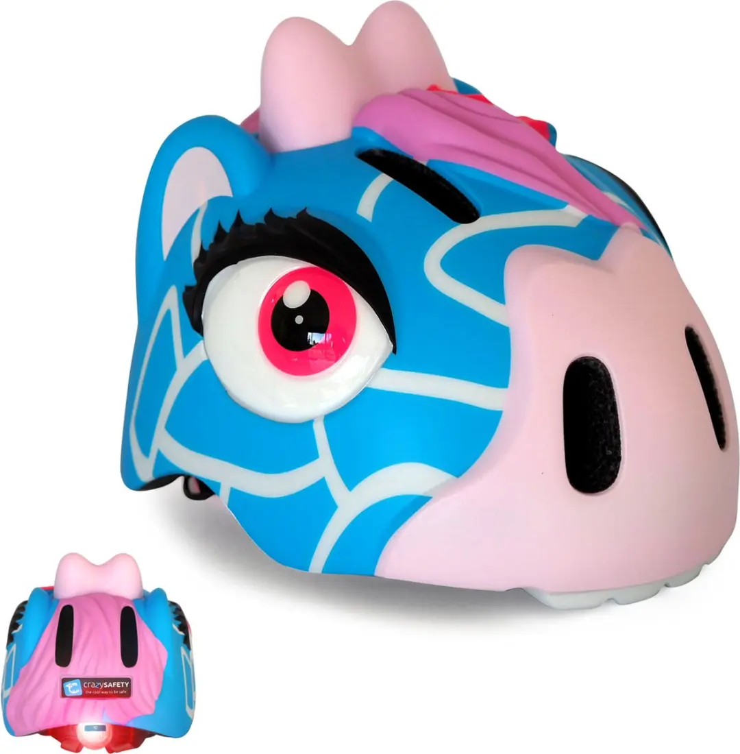 Crazy Safety Giraffe Kinderfietshelm - Blauw - afbeelding 2 van 6