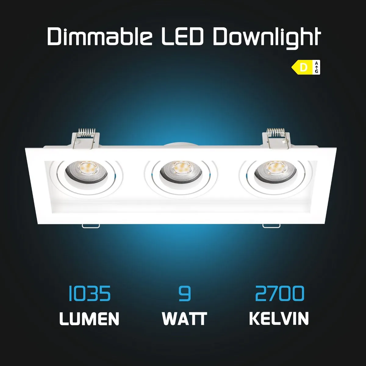 LEDVION LED Inbouwspot Triple Rechthoek 270x100mm - 4.9W - 2700K - Wit