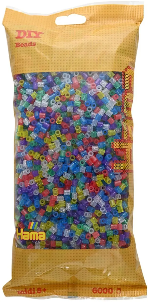 Hama Strijkkralen Glitter 3000 Stuks - 7 Kleuren