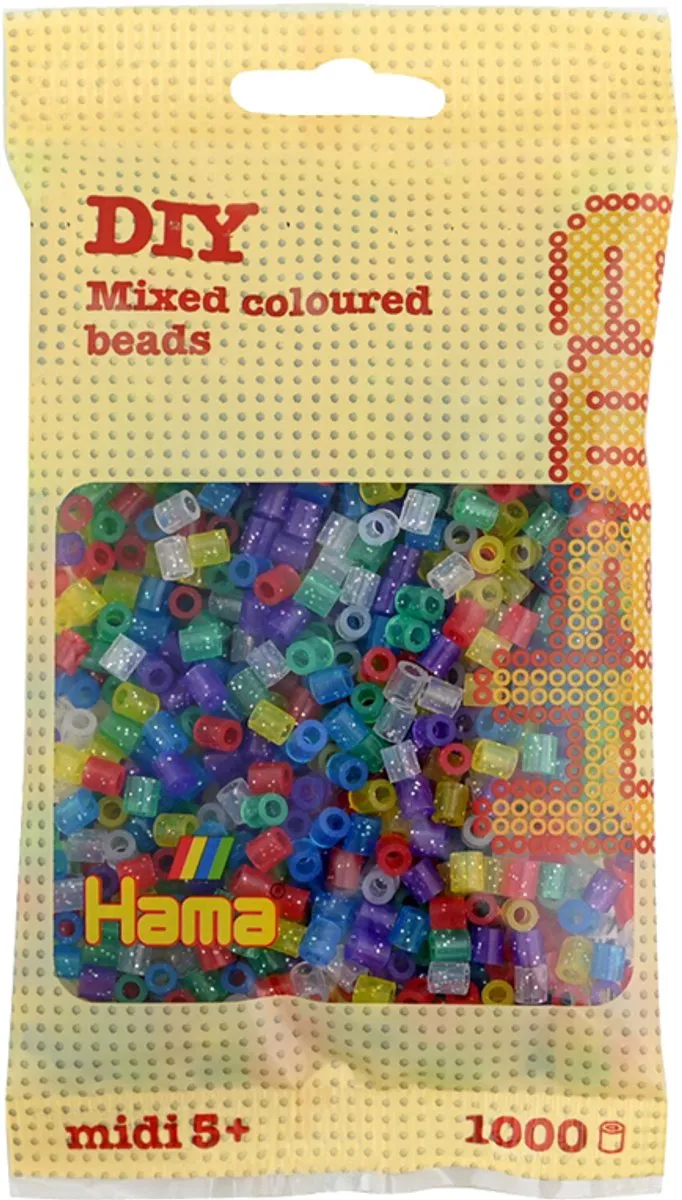 Hama Strijkkralen Glitter 3000 Stuks - 7 Kleuren