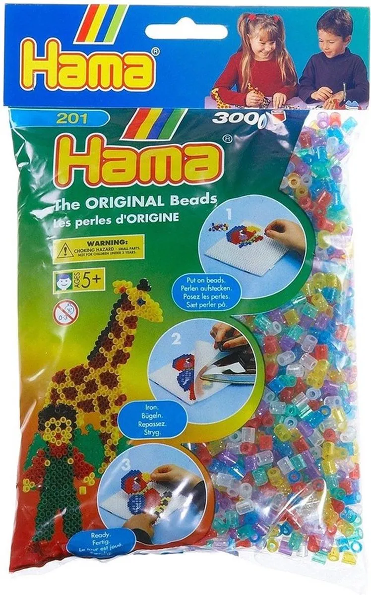 Hama Strijkkralen Glitter 3000 Stuks - 7 Kleuren