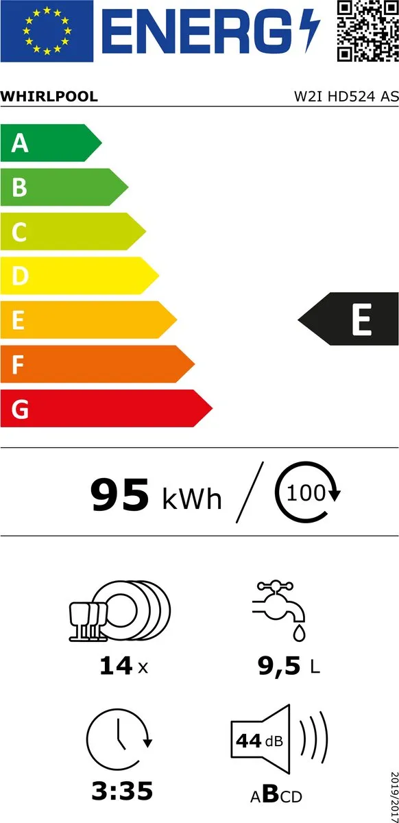 Whirlpool W2I HD524 AS Inbouwvaatwasser 14 Couverts - Energielabel E - afbeelding 3 van 6