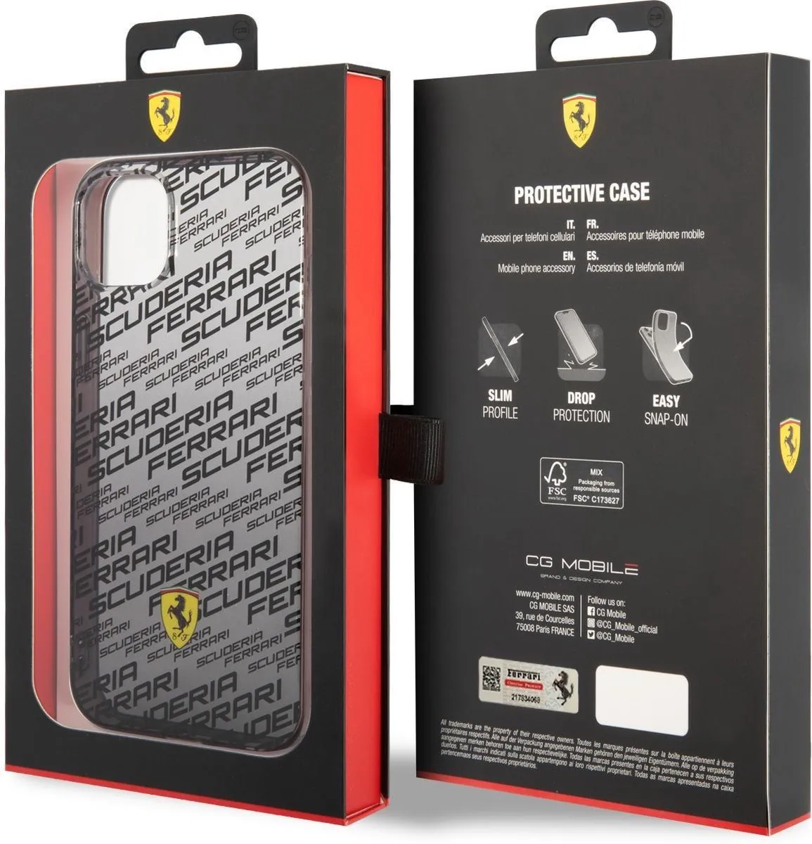 Ferrari Scuderia Gradient Allover Hoes - iPhone 14 Plus - Zwart