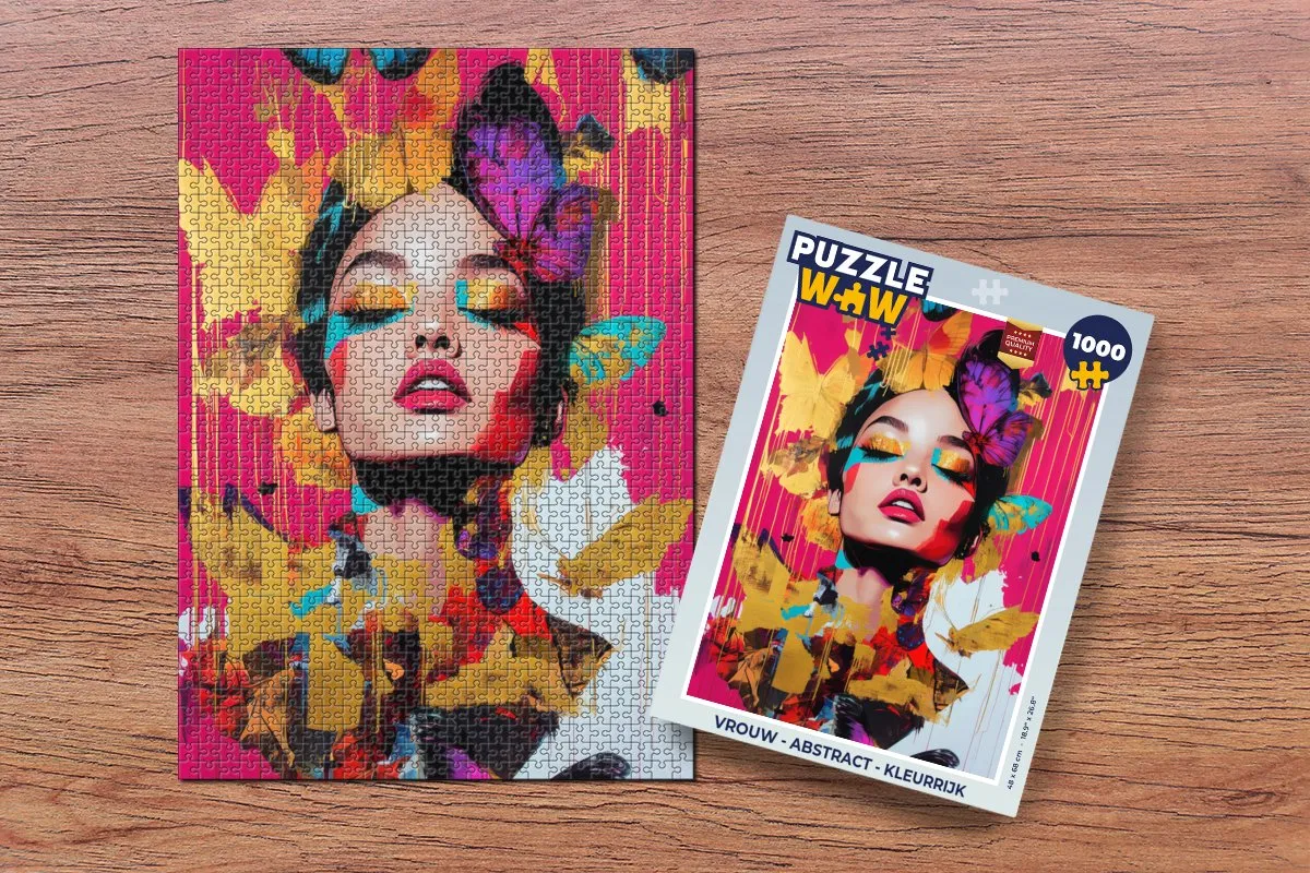 PuzzleWow Abstract Legpuzzel 1000 Stuks - Vrouw Kleurrijk