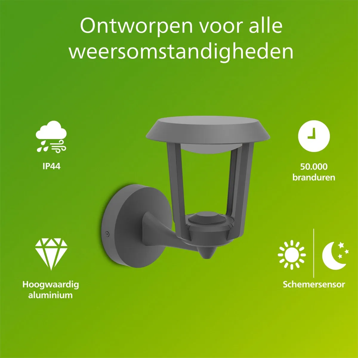 Philips Nuvy Wandlamp Buitenverlichting Schemersensor 2700K - Antraciet