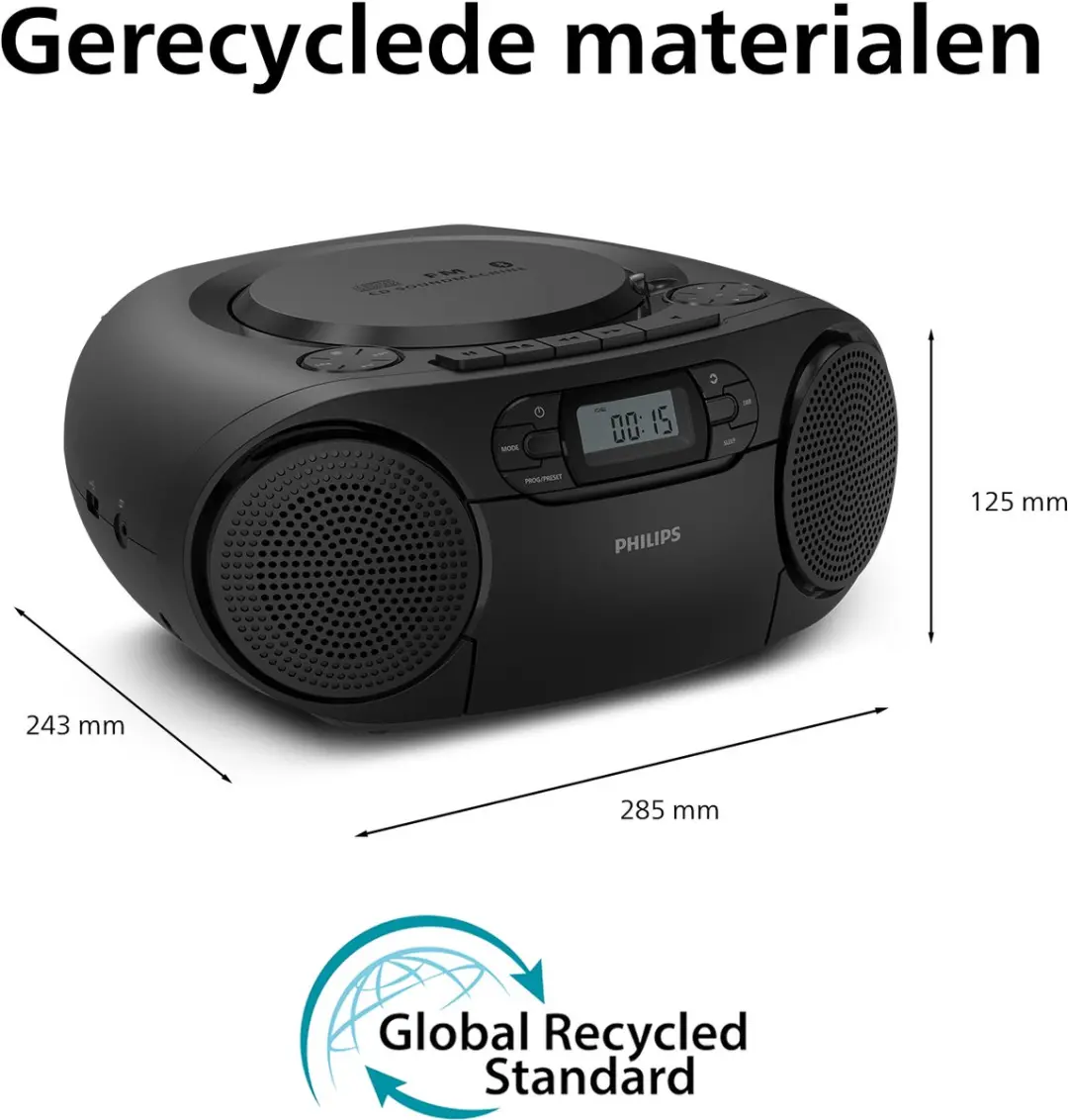 Philips TAZ2200/10, 1,35 kg, Zwart, Draagbare cd-speler