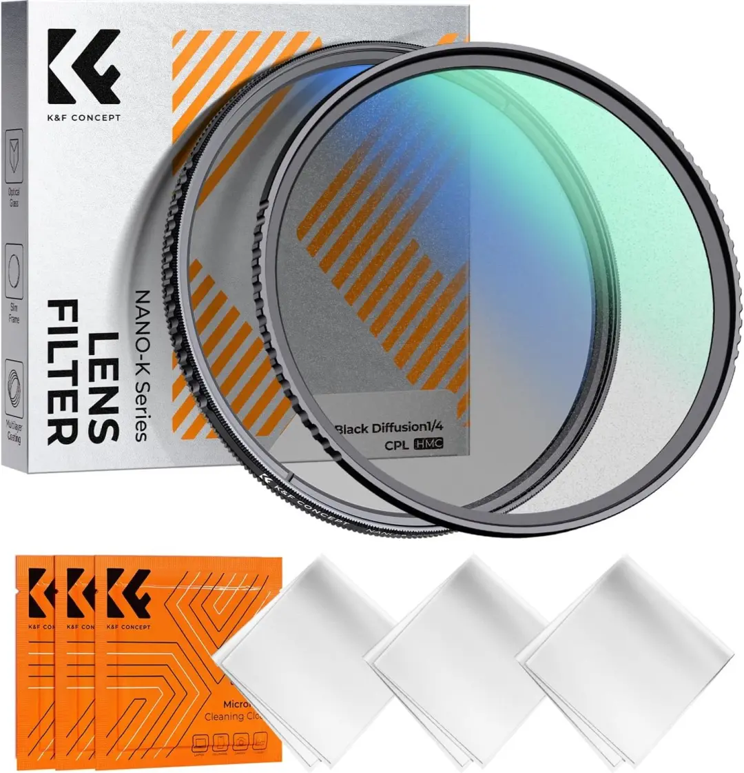 K&F CONCEPT 77mm Black Mist 1/4 + CPL Filter Set
