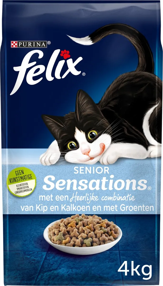 Felix Senior Sensations Kattenvoer - Kip Kalkoen Groenten 4kg