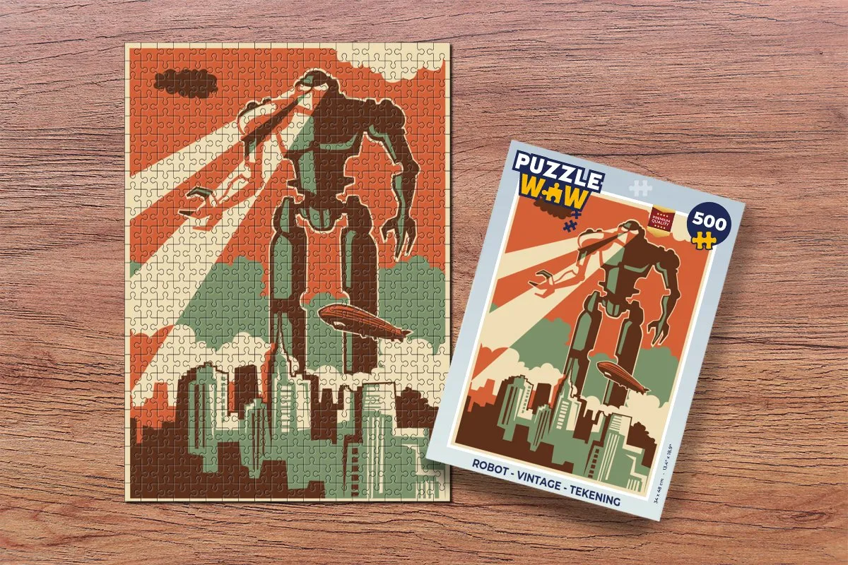 PuzzleWow Robot Vintage Legpuzzel 500 Stuks - Multicolor