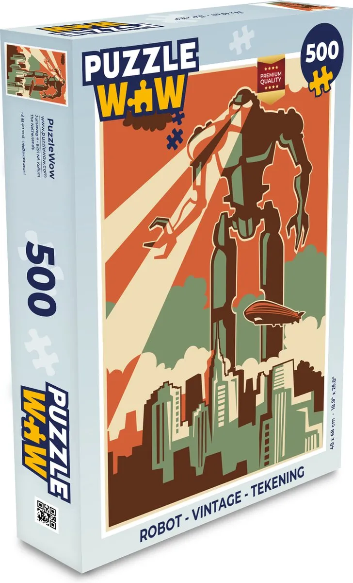 PuzzleWow Robot Vintage Legpuzzel 500 Stuks