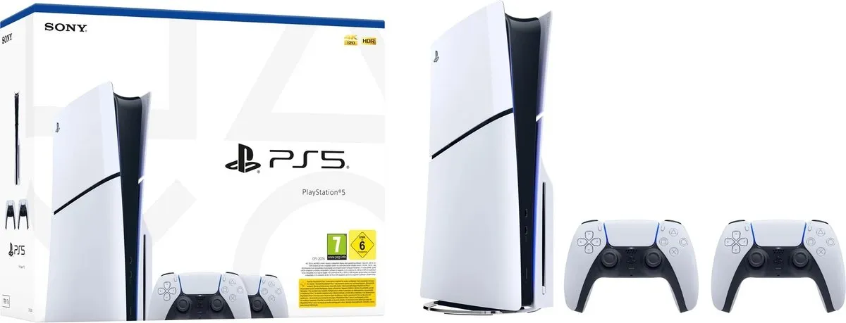 Sony PlayStation 5 Slim Disc Edition 1TB - Wit - 2 DualSense Controllers