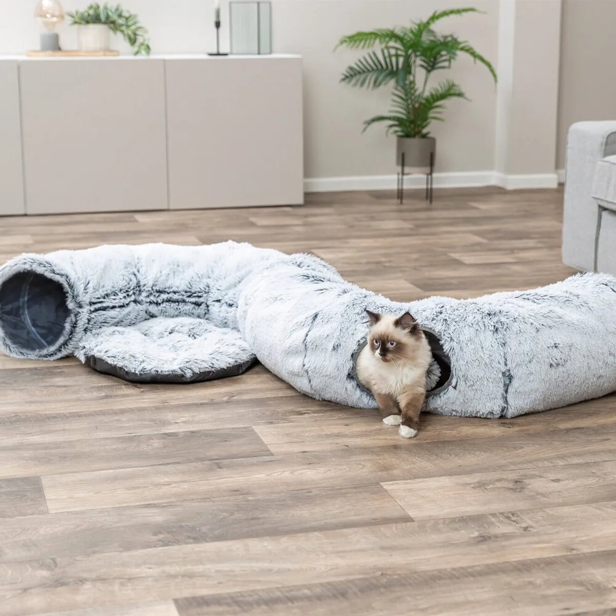 Trixie Harvey Pluche Speeltunnel - Donut Wit/Grijs - afbeelding 4 van 6