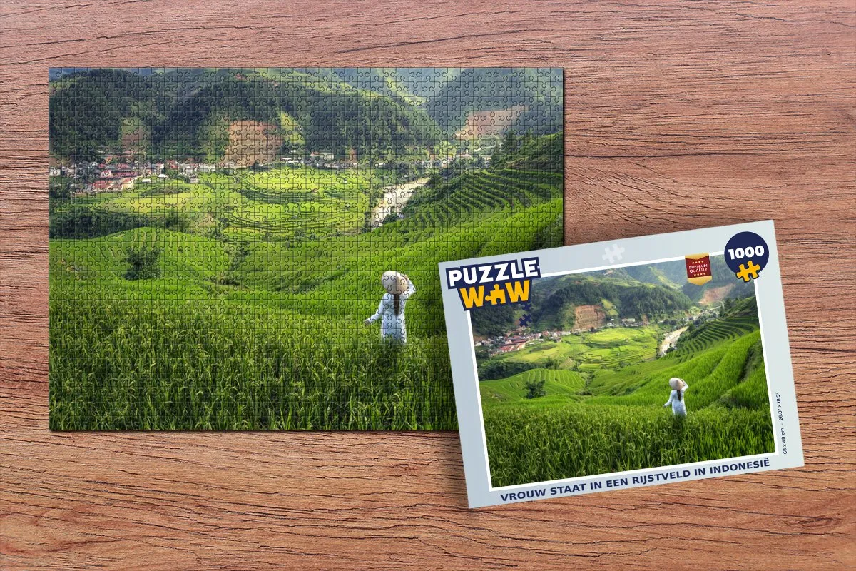 PuzzleWow Indonesië Rijstveld Legpuzzel 1000 Stuks - Multicolor