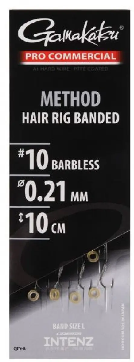 Gamakatsu Method Hair Rig Banded Barbless H10 0.21mm 10cm