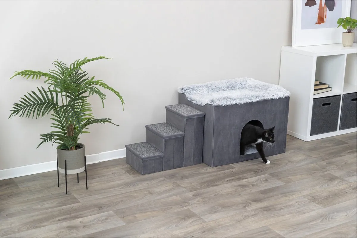 Trixie Hondenmand Huis Harvey Met Trap - 154x60x60cm - Grijs/Wit