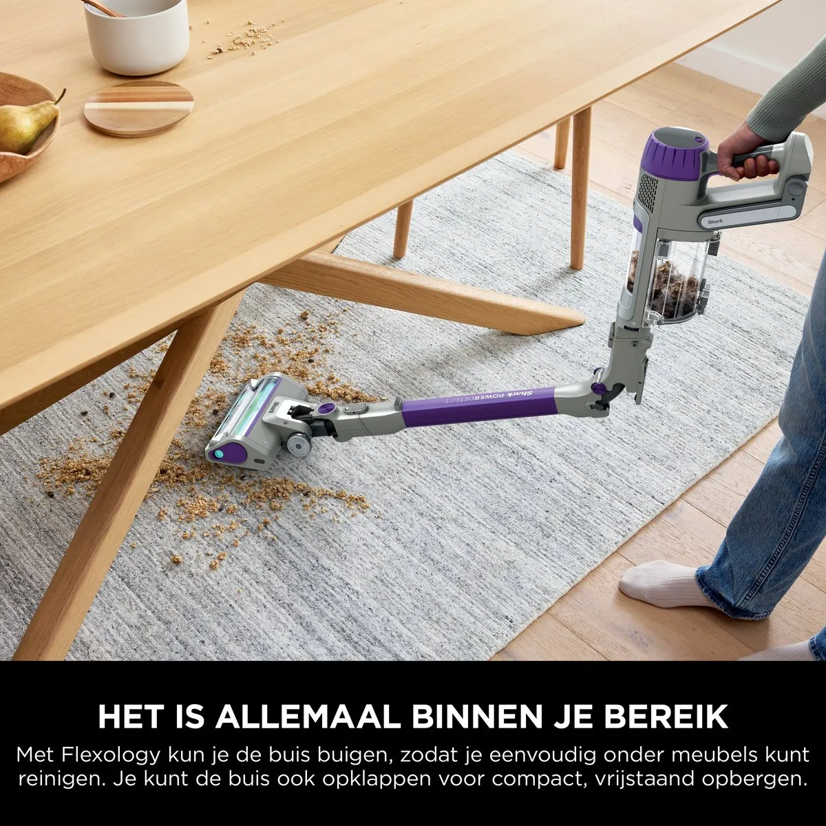 Shark PowerDetect IP1251EUT Draadloze Steelstofzuiger - 175 Airwatts - Grijs/Paars