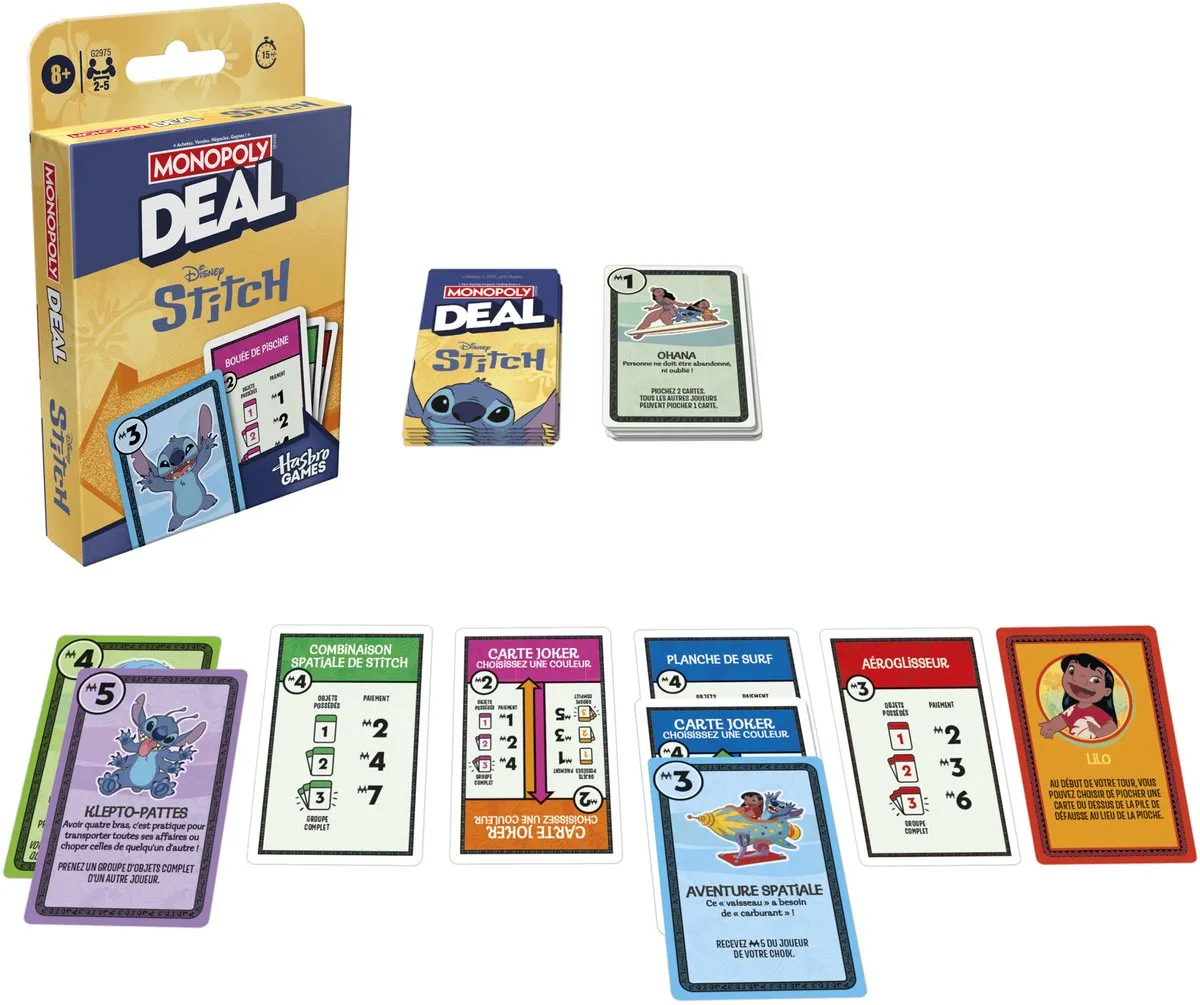 Monopoly Deal Disney Stitch-editie Kaartspel G2975 - 2-5 Spelers