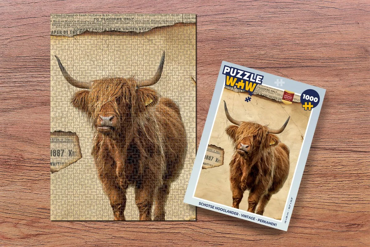 PuzzleWow Schotse Hooglander Legpuzzel 1000 Stuks - Multicolor