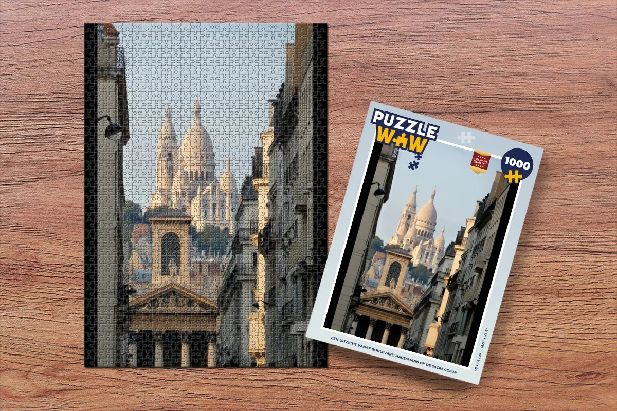 PuzzleWow Legpuzzel Een uitzicht vanaf Boulevard Haussmann op de Sacré Coeur 1000 Stuks - Multicolor